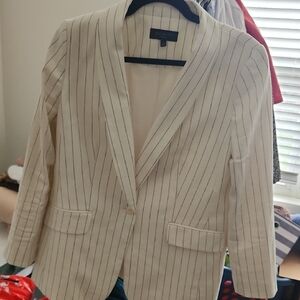 Talbots Women's Blazer in Cream with Stripes